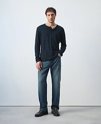 Mango Men's Henley Linen-Blend T-Shirt