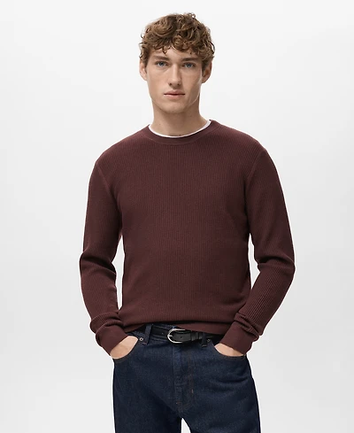 Mango Men's Fine Rib-Knit Cotton Sweater