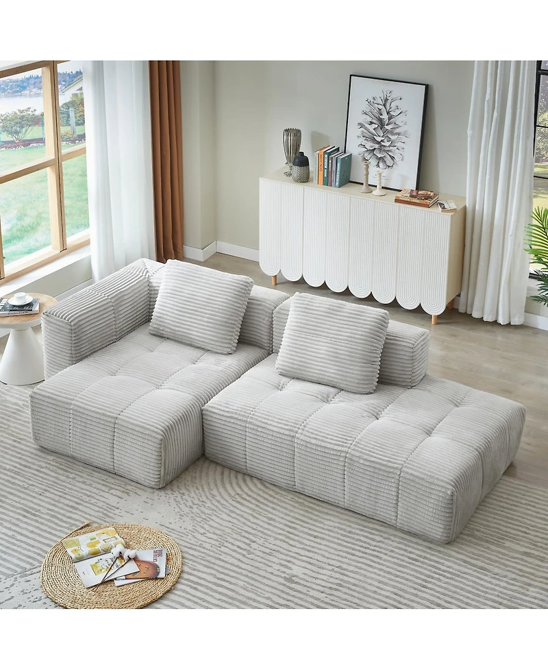 Streamdale Furniture L-Shape Modular Cloud Sectional Sofa with Chaise Lounge