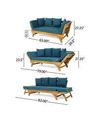 Mondawe Expandable Wood Daybed with Cushions – Outdoor Convertible Patio Sofa