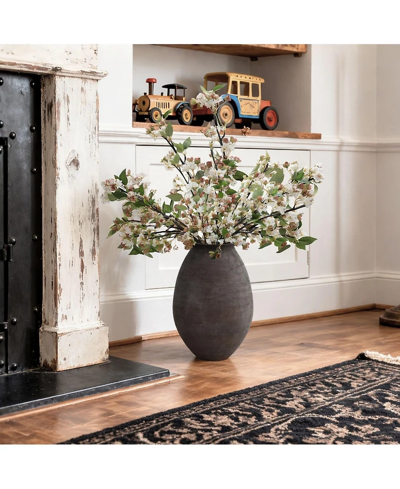 LuxenHome Cement Vase, 15.75" Tall Rustic Home Accent for Floor and Tabletops