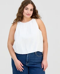 On 34th Trendy Plus Solid Bubble-Hem Round-Neck Tank, Macy's Exclusive
