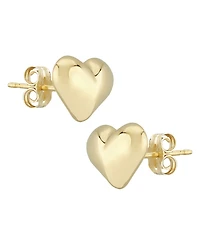 Puffed Heart Stud Earrings Set in 14k Gold (10mm)