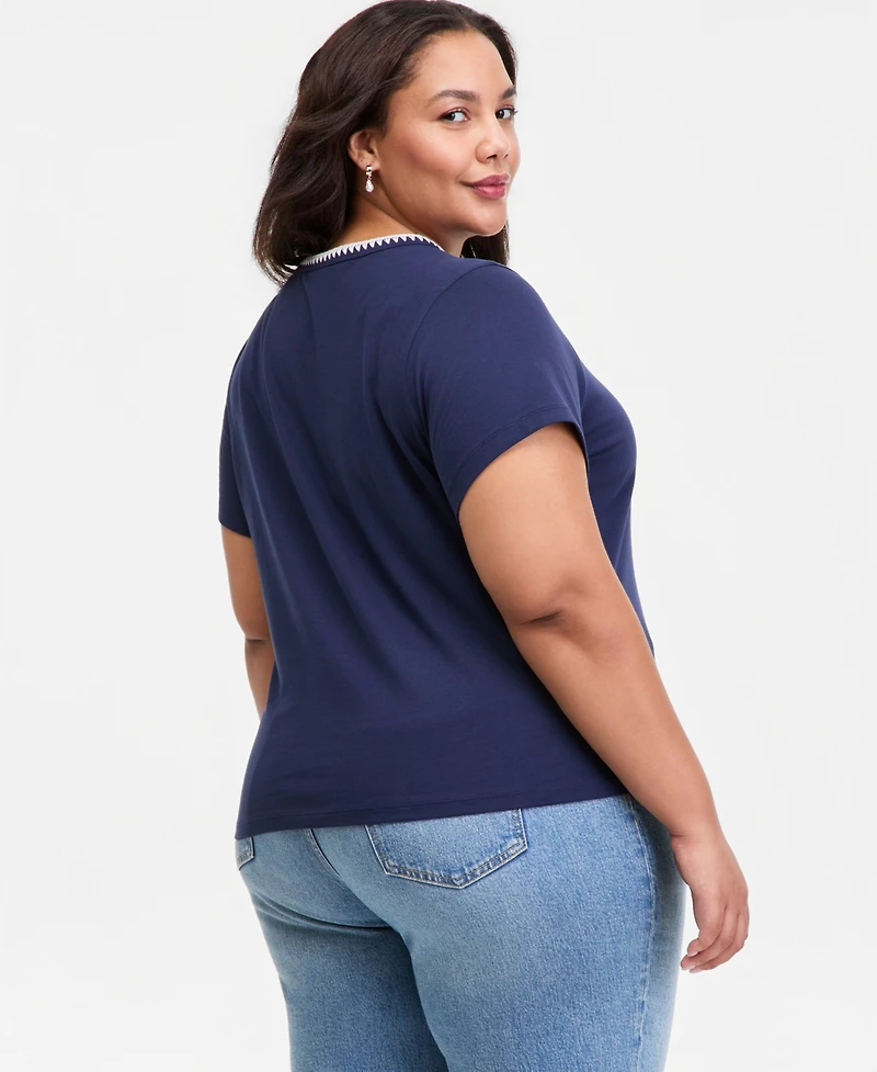 On 34th Trendy Plus Whipstitched Pocket T-Shirt, Macy's Exclusive