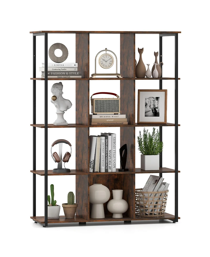 Slickblue 12-Cube Bookcase with 2 Anti-tipping Kits for Living Room