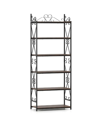 Slickblue 6-Tier Bookshelf Industrial Bookcase with 2 Anti-Tipping Kits and Metal Frame