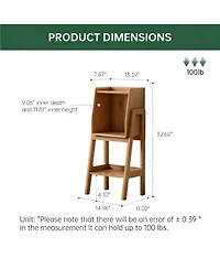 Solid Oak Ladder Shelf Nightstand 32.67" Tall Small Bookcase Bedroom Living Room Nursery Natural Fully Assembled