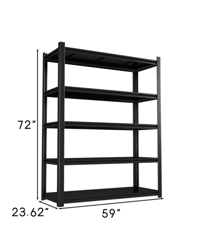 59" Wide Black Metal Shelves with 5 Removable Dividers
