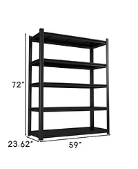 59" Wide Black Metal Shelves with 5 Removable Dividers