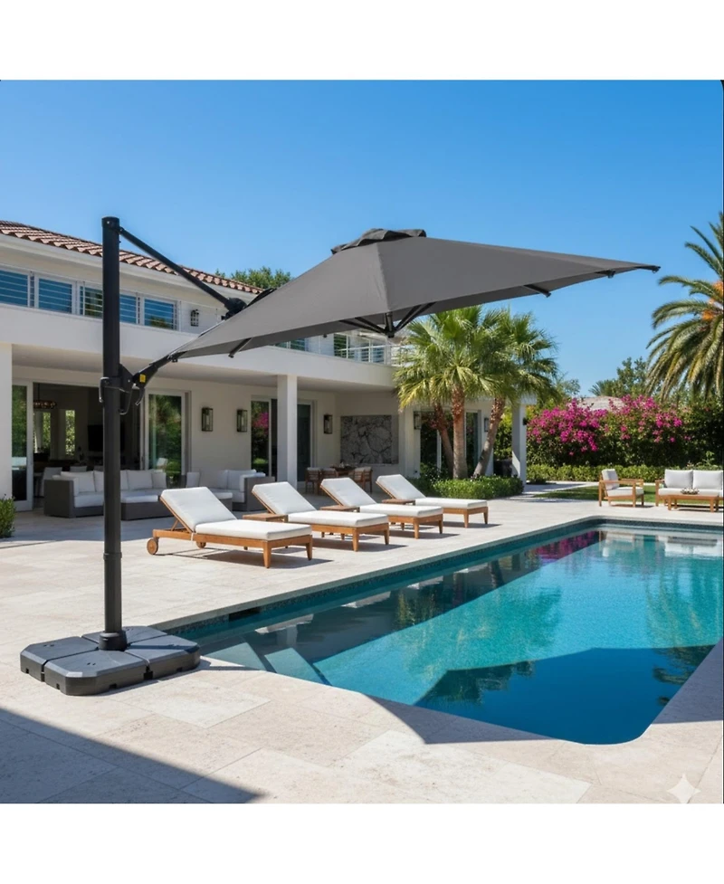 Mondawe 10 Ft Cantilever Patio Umbrella with 360° Rotation & Tilt (No Base)