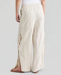 And Now This Women's Embroidered Side-Tie Pull-On Pants, Macy's Exclusive