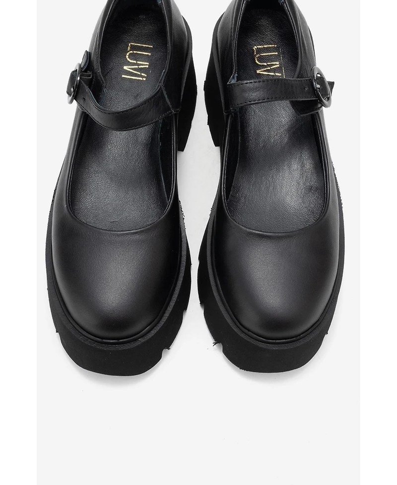 Forever & Always Shoes Women s Orina Leather Platform Mary Jane Shoe