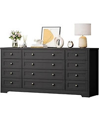 gaomon 12 Drawers Wood Dressers for Bedroom, 63" Long Wooden Dresser Living Room, Hallway, 16" Wide Tv Stand 65 Inch Tv, Sol
