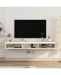 Streamdale Furniture Floating Tv Stand w/ Led & Power Outlet