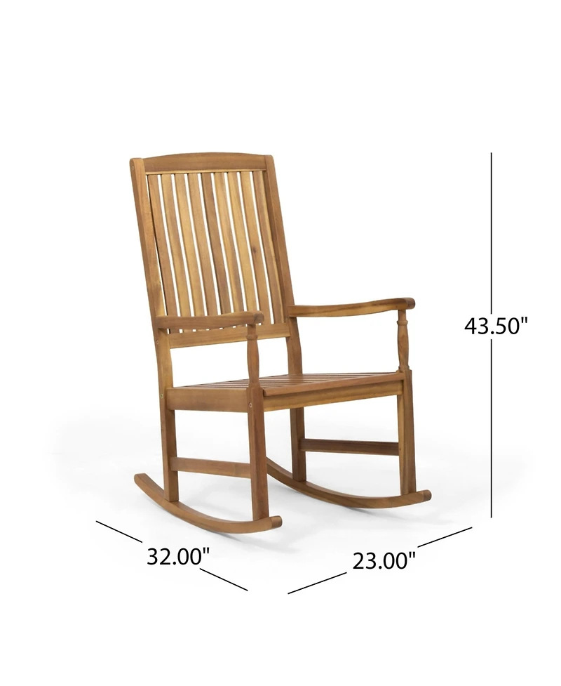 Mondawe Wood Outdoor Patio Rocking Chair Capacity Smooth Porch Rocker