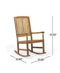 Mondawe Wood Outdoor Patio Rocking Chair Capacity Smooth Porch Rocker