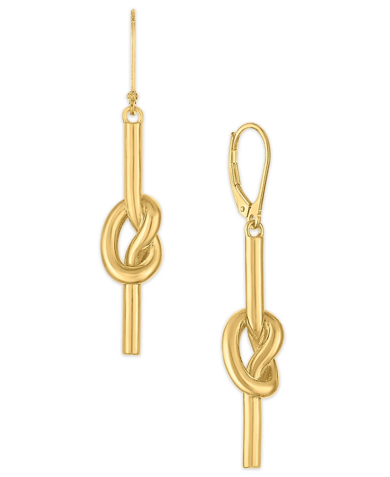 Macy's Polished Love Knot Stick Drop Earrings in 14k Gold Over Sterling Silver