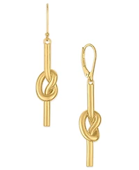 Macy's Polished Love Knot Stick Drop Earrings in 14k Gold Over Sterling Silver