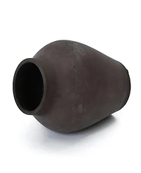 LuxenHome Rustic Earth Cement Vase, Antique Brown Finish, 13.4" H Decorative Accent for Tabletops and Open Shelving