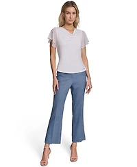 Calvin Klein Petite Cowl Neck Short-Sleeve Top