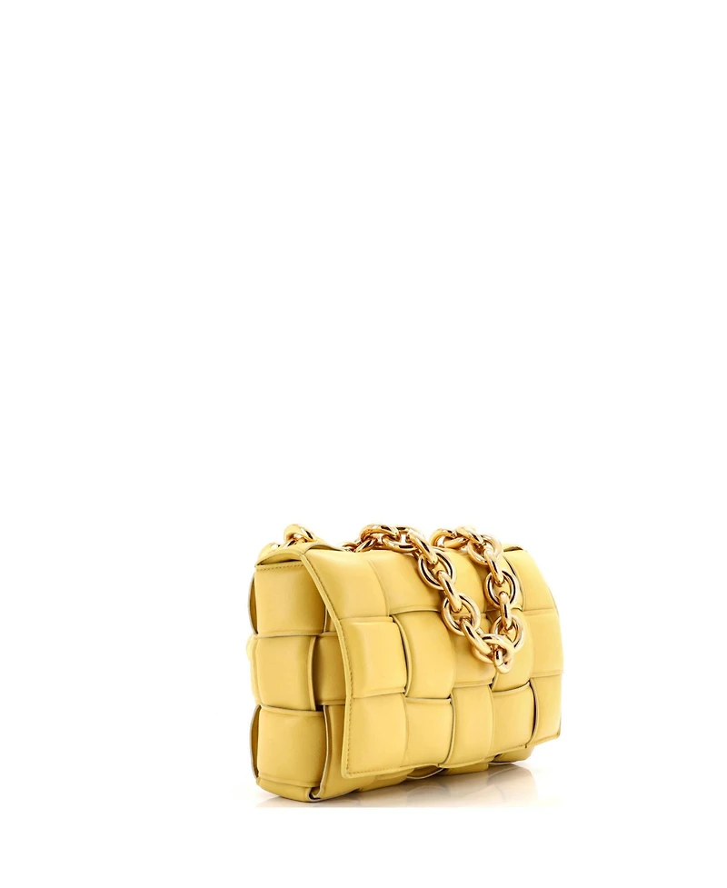 Pre-Owned Bottega Veneta Cassette Chain Crossbody Bag Padded Maxi Intrecciato Leather