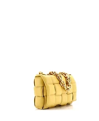 Pre-Owned Bottega Veneta Cassette Chain Crossbody Bag Padded Maxi Intrecciato Leather