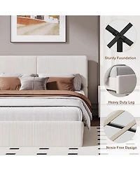 gaomon Upholstered Platform Bed Frame with Headboard, Wood Slats Support, No Box Spring Needed, Easy Assembly