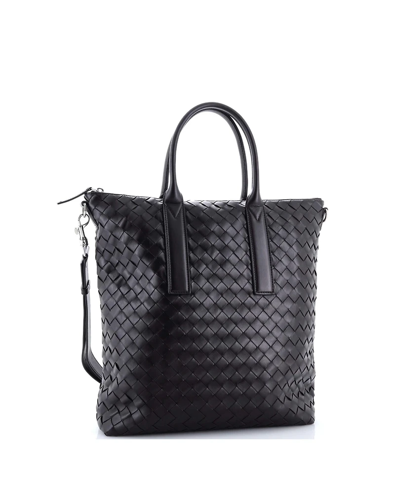 Pre-Owned Bottega Veneta North South Convertible Zip Tote Intrecciato Leather