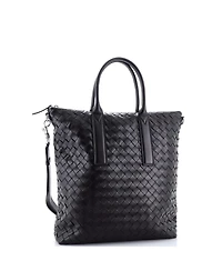 Pre-Owned Bottega Veneta North South Convertible Zip Tote Intrecciato Leather