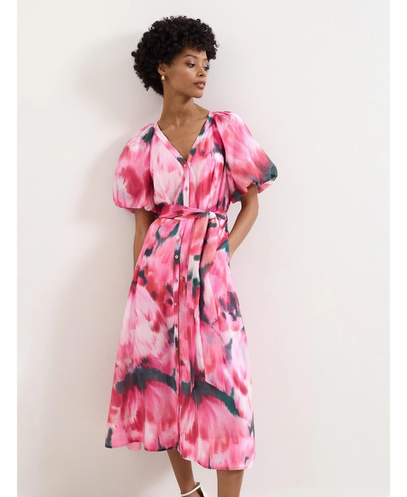 Phase Eight Women's Caterina Puff Sleeve V-Neck Shirt Dress