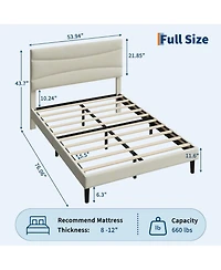 gaomon Full Upholstered Bed Frame with Headboard, Platform Bed with Wood Slats Support, No Box Spring Needed