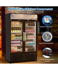 gaomon Commercial Refrigerators, 25.3 Cu.Ft. Upright Display Fridge, Beverage Cooler with Led Light, Adjustable Shelves
