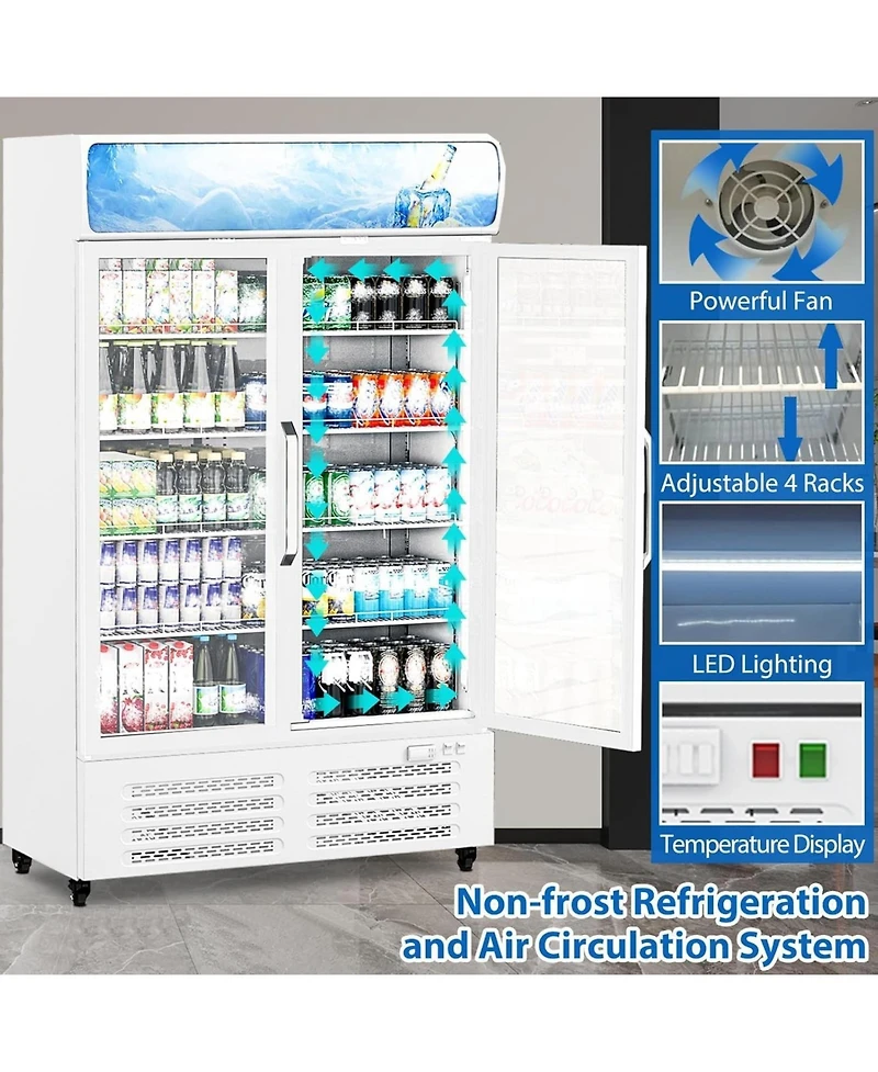 gaomon Commercial Refrigerators, 25.3 Cu.Ft. Upright Display Fridge, Beverage Cooler with Led Light, Adjustable Shelves