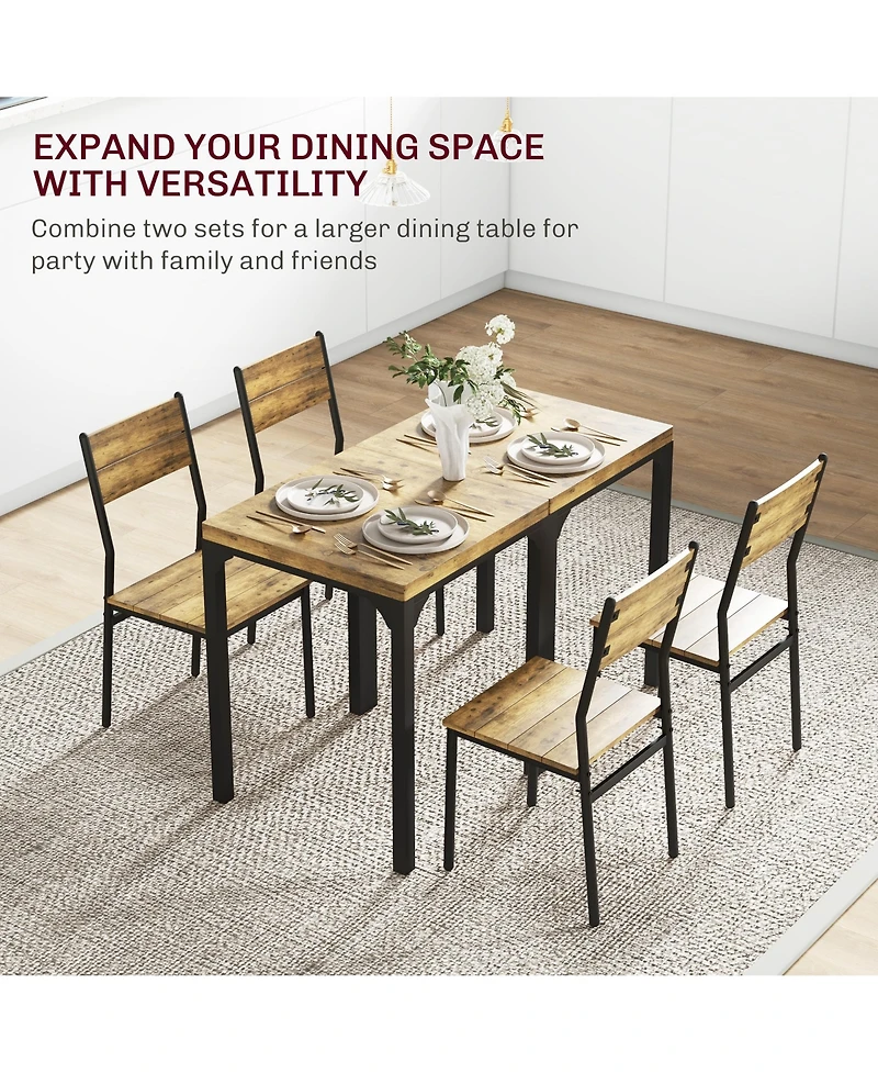 Industrial Contemporary Compact Breakfast Nook 3pc Table and Chairs Set