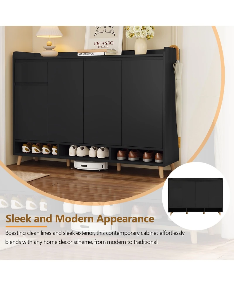 Casainc 55" Adjustable Shelves & Beveled Handles Contemporary Shoe Storage Cabinet