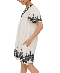 Raffya Women's Liberty V-Neck Embroidered Mini Dress