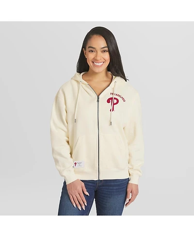 Wear by Erin Andrews Women's Cream Philadelphia Phillies Full-Zip Hoodie