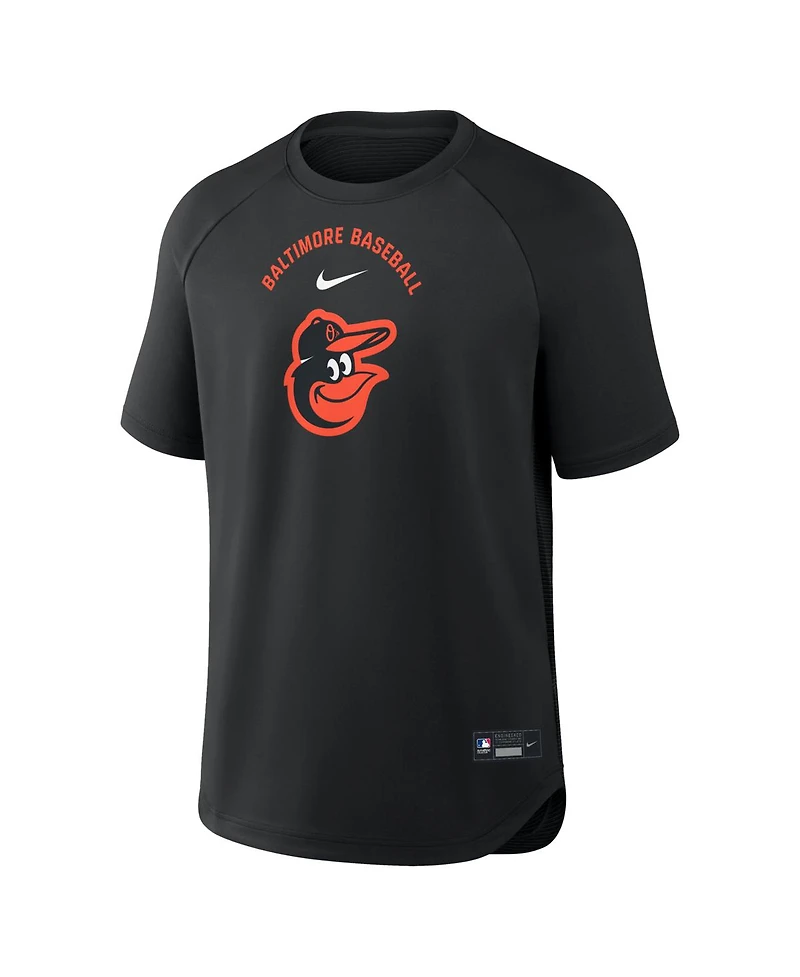 Nike Men's Black Baltimore Orioles Authentic Collection Batting Practice Pre-Game Raglan Dri-fit T-Shirt
