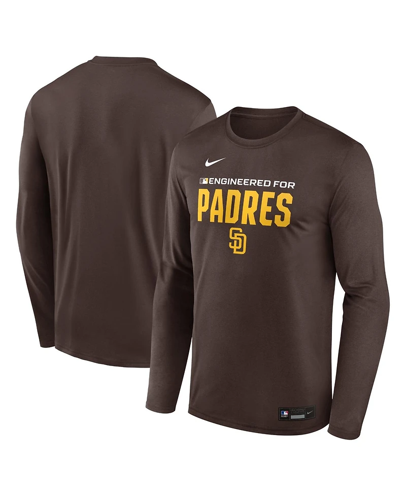 Nike Men's Brown San Diego Padres Authentic Collection Legend Dri-fit Long Sleeve T-Shirt