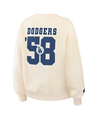 Wear by Erin Andrews Women's Cream Los Angeles Dodgers Heavyweight Crew Neck Sweatshirt