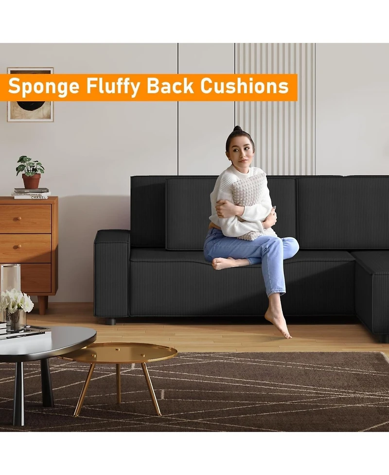 Gaomon 70" Oversized Cloud Couch, Mid-Century Chenille Sofa with Usb & Side Pockets, Deep Seat