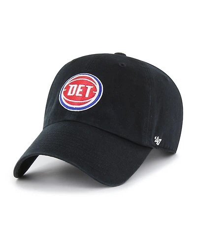 '47 Brand Men's Black Detroit Pistons Core Logo Clean Up Adjustable Hat