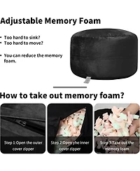 gaomon 48" Giant Bean Bag Chair, Memory Foam, Plush Velvet, Washable Cover for Adults/Kids