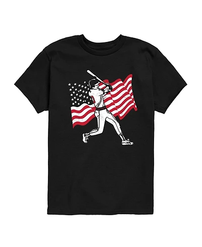 Instant Message Boys' 8-20 Baseball Player American Flag Short-Sleeve Graphic T-Shirt