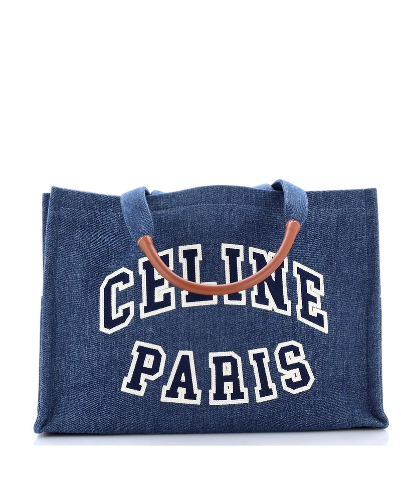 Pre-Owned Celine Large Cabas Thais Tote Denim with Applique