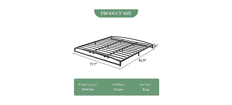 gaomon King 6 Inch Metal Platform Bed Frame