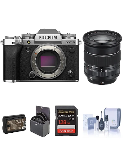 Fujifilm X-T5 Mirrorless Camera with Xf 16-80mm f/4.0 R Ois Wr Lens, 128GB Sd Card, Extra Battery, 72mm Filter Kit, Cleaning Kit