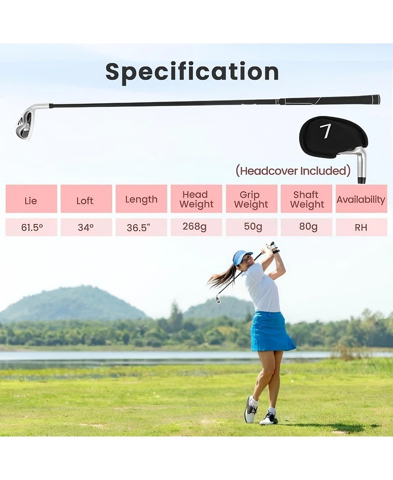 Hongge 7 Iron Single Golf Club for Women with Graphite Shaft and Headcover