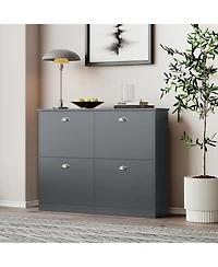 Clihome Shoe Cabinet, Hidden Slim Narrow Rack Cabinet with 4 Drawers