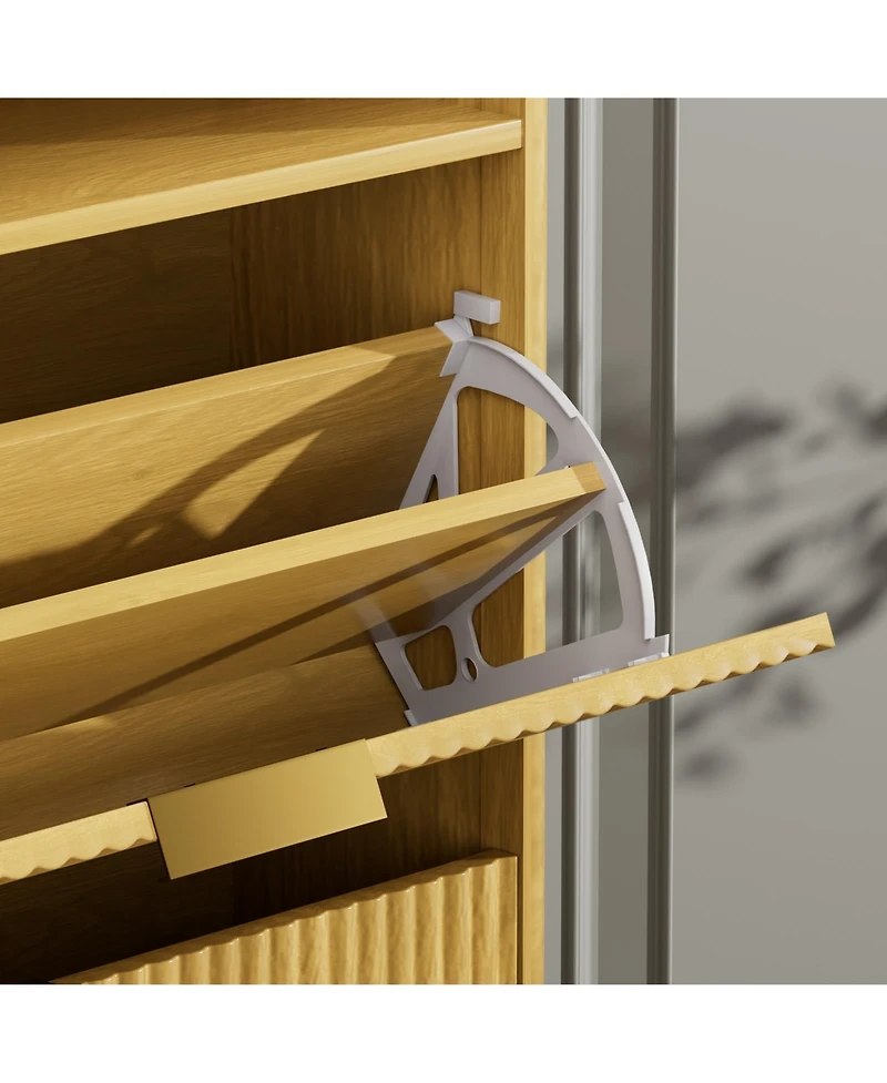 Clihome Shoe Cabinet Storage with 3 Flip Drawers, Tall Free Standing Shoe Organizer Rack